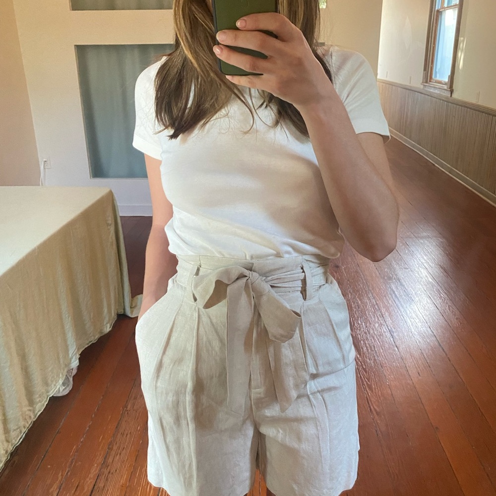 Zara Beige Linen Boy Shorts
